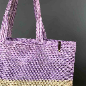 Lilac Boho Tote Sisal Natural Shoulder Bag